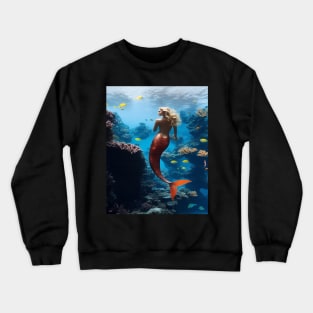 A mermaid and the aquatic world Crewneck Sweatshirt